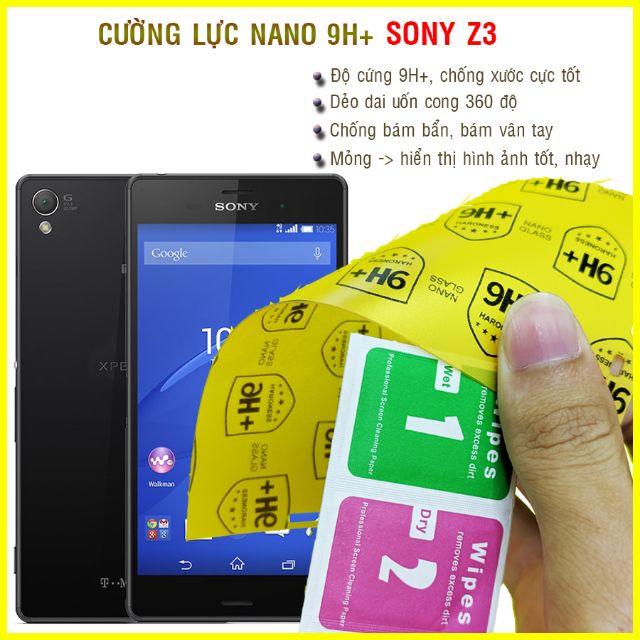 Dán cường lực dẻo nano mặt trước sau dành cho Sony Z3