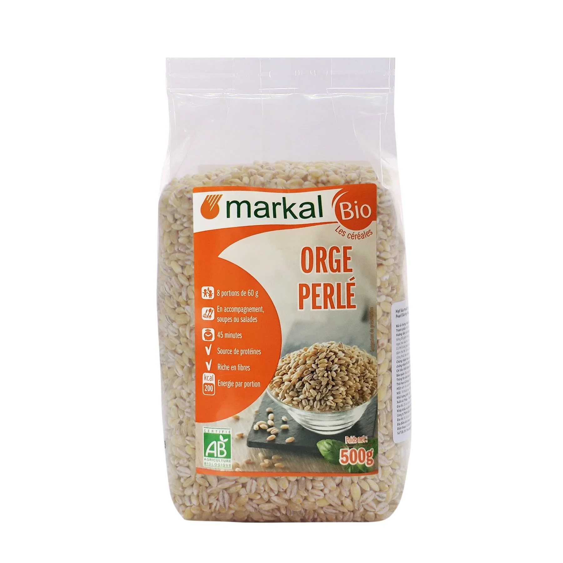 Hạt lúa mạch ngọc trai hữu cơ Markal Organic Pearl Barley 500g