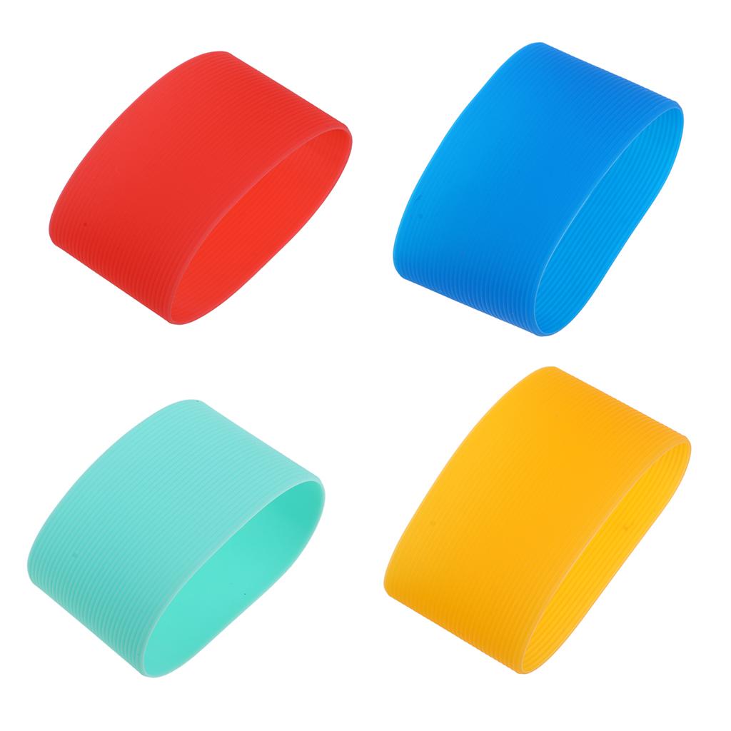 4 Pcs Portable Silicone Nonslip Glass Bottle Mug Cup Sleeve Protector Cover for Outdoor Camping Hiking Cycling Climbing Indoor Gym Sports