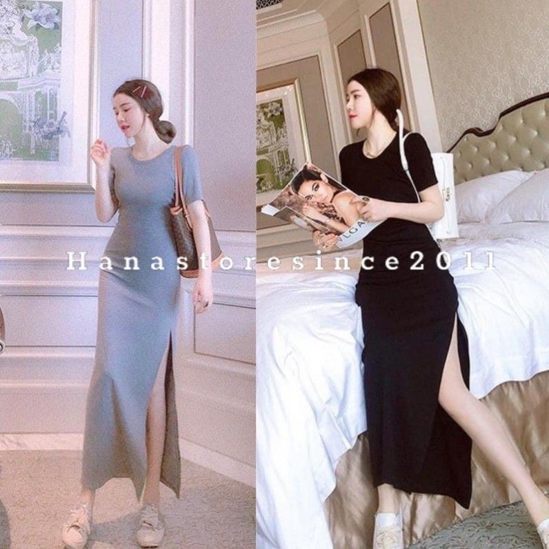 Đầm body tay ngắn / váy dáng dài xẻ quyến rũ freesize < 55kg ! *