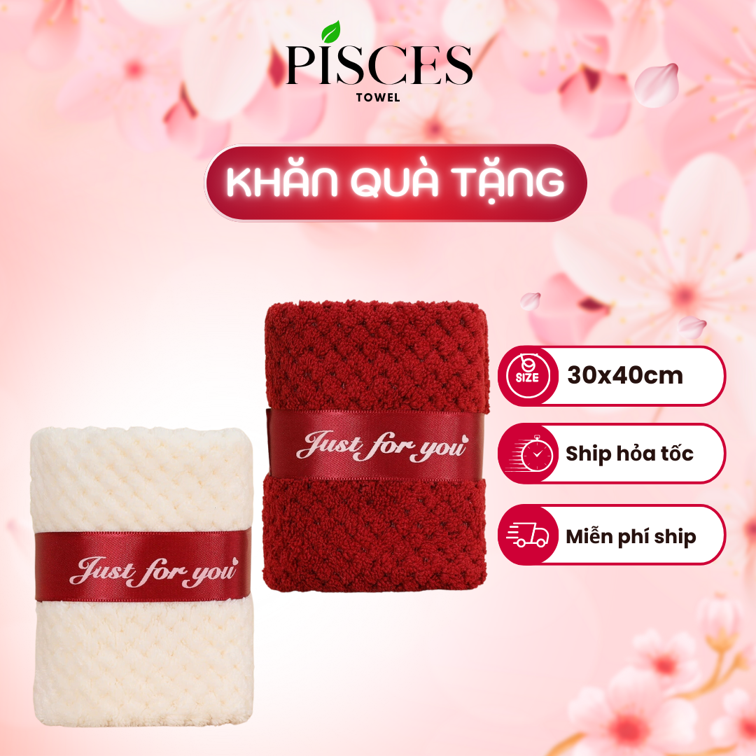 Khăn Mặt Làm Quà Tặng PISCES TOWEL 30x40cm Cotton Mềm Mại, Khăn Spa Yoga Gym Thể Thao Hút Mồ Hôi