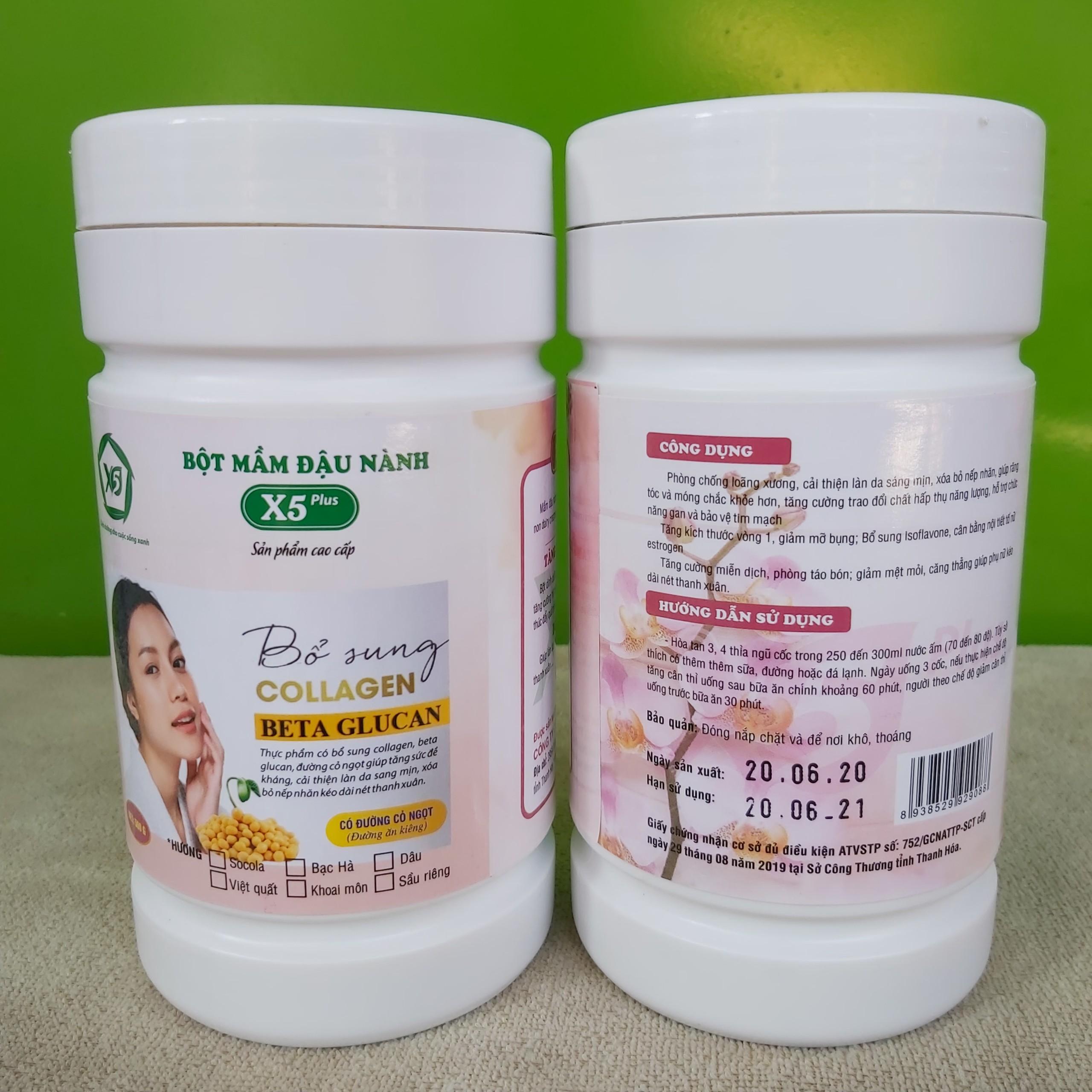 Combo 2 Hộp Bột Mầm Đậu Nành X5 Có Bổ Sung Collagen, Betaglucan