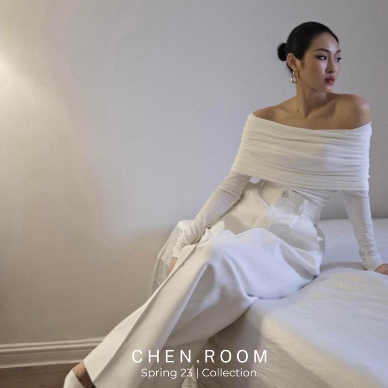 Chen.room Áo trễ vai Tina xếp nhúm đơn giản sang trọng, áo dự tiệc