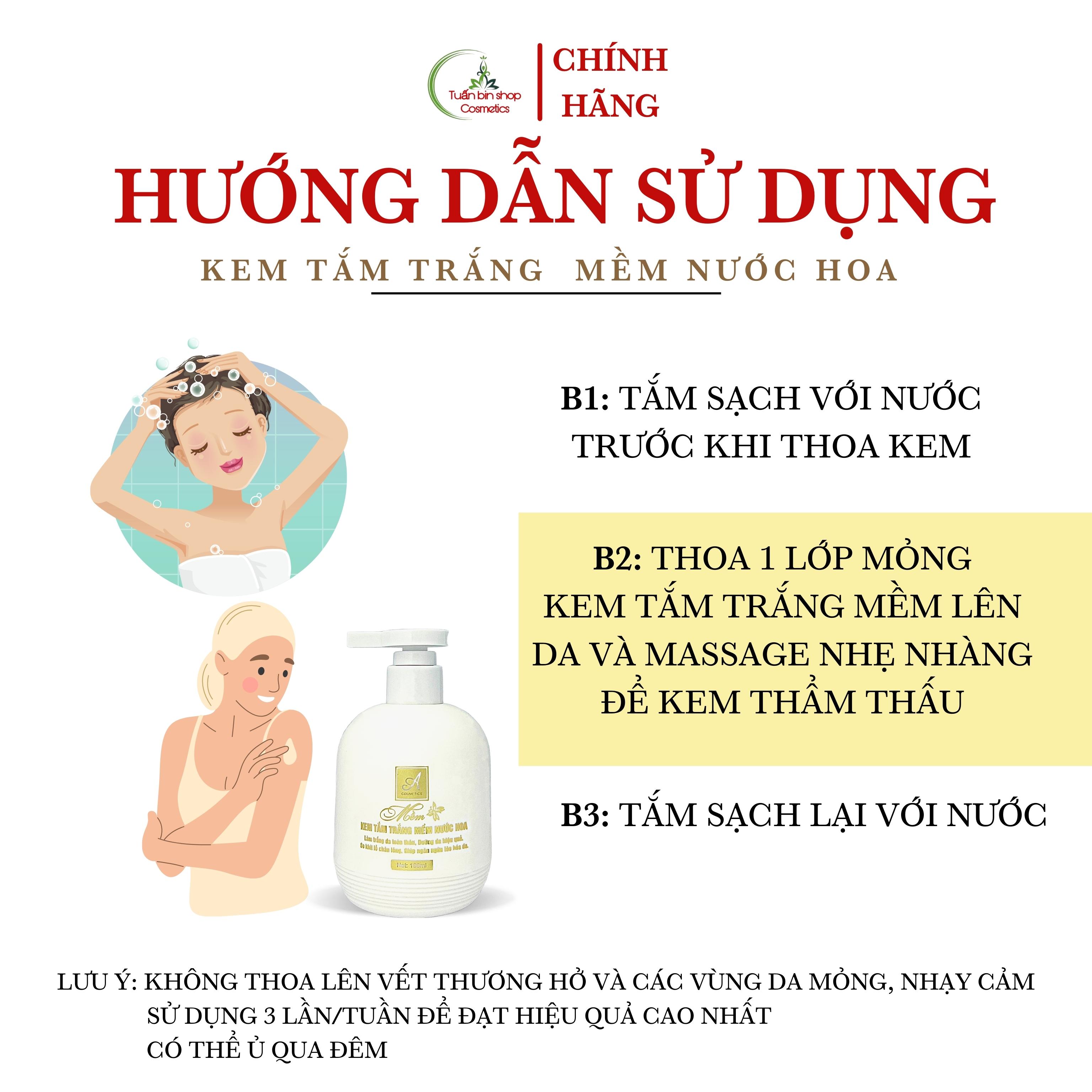 Kem tắm trắng toàn thân Acosmetics, ủ trắng body, hương nước hoa 100ml