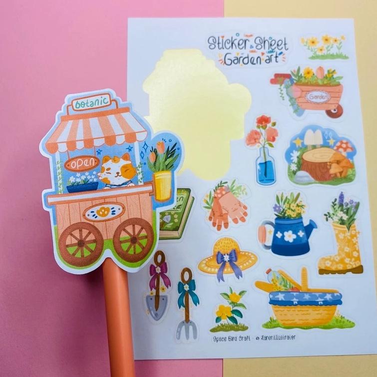 Sticker sheet garden art - chuyên dán, trang trí sổ nhật kí, sổ tay | Bullet journal sticker - unim004