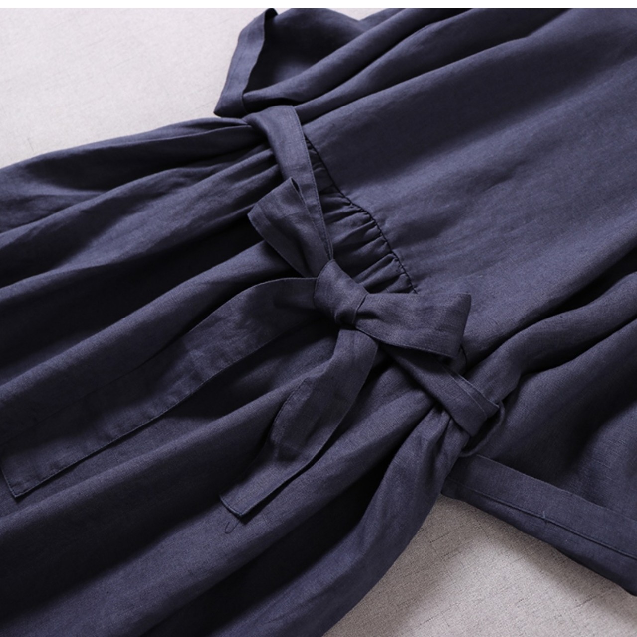 Đầm linen suông form rộng kèm dây thắt eo thời trang hè nữ Haint Boutique Da82
