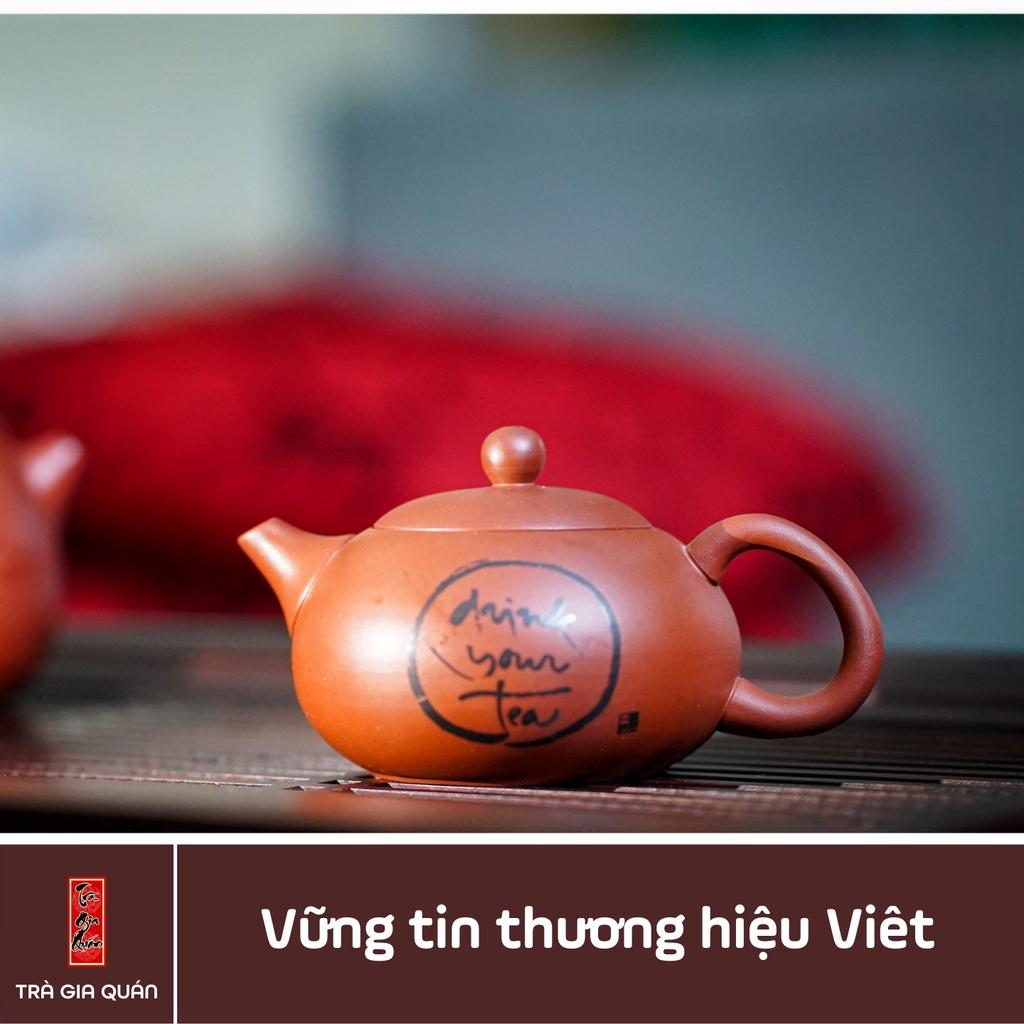 Ấm Uống Trà Độc, Song Ẩm YOU DRINK TEA Gốm Tử Sa Bát Tràng Đỏ Son Trà Gia Quán Họa Tiết Trơn Ánh Kim Sa