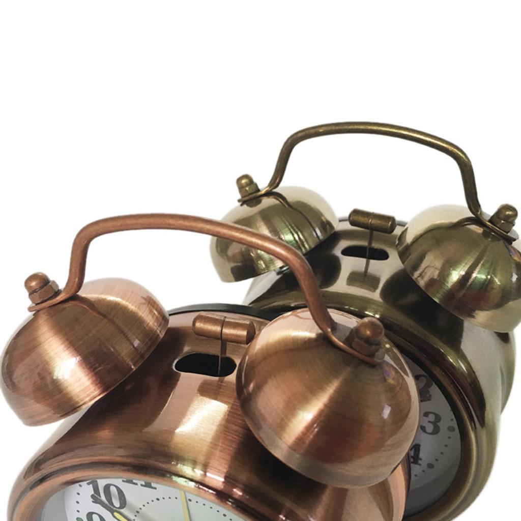 Retro Twin Bell Alarm Clock Battery Operated Loud Alarm Clock Bronze Color