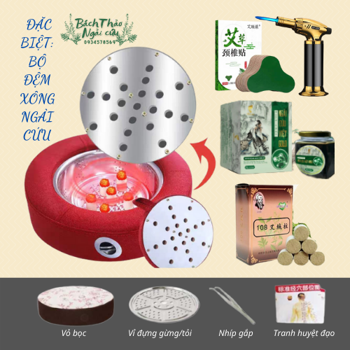 Đệm xông ngải cứu điều chỉnh nhiệt độ+ hộp 108 viên đoạn+ quẹt khò AT-600. Đệm ngồi cứu ngải