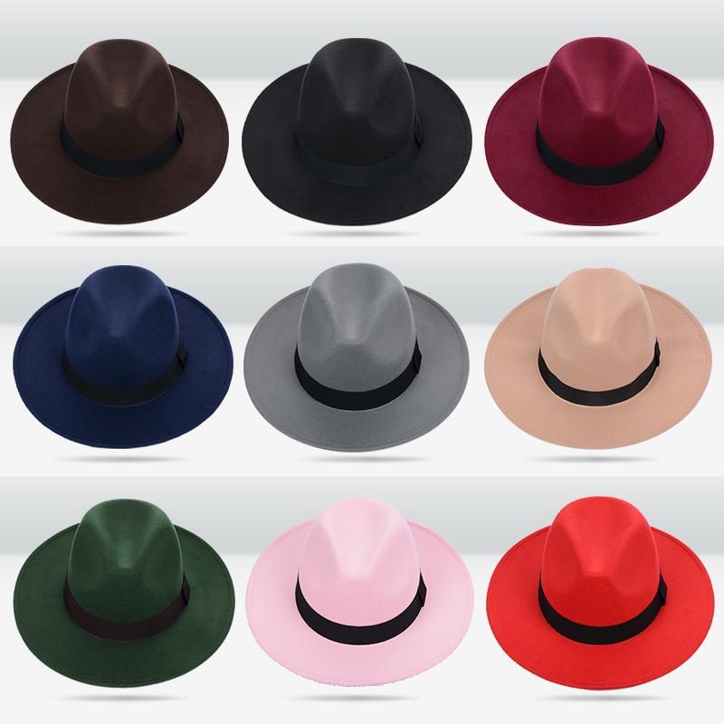Cha Mẹ Nón Rộng Vành Thu Đông Thời Trang Nữ Mũ Jazz Bộ Đội Mùa Đông Nón Fedora Dành Cho Người Đàn Ông Mũ Len Thời Trang Chapeau femme Đen Nón