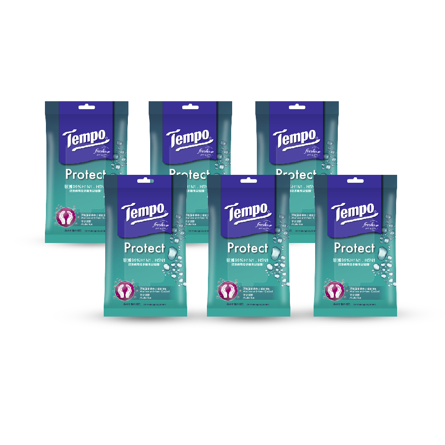 gói Khăn giấy ướt diệt khuẩn Tempo Protect Wet Wipes (Gói 10 tờ)