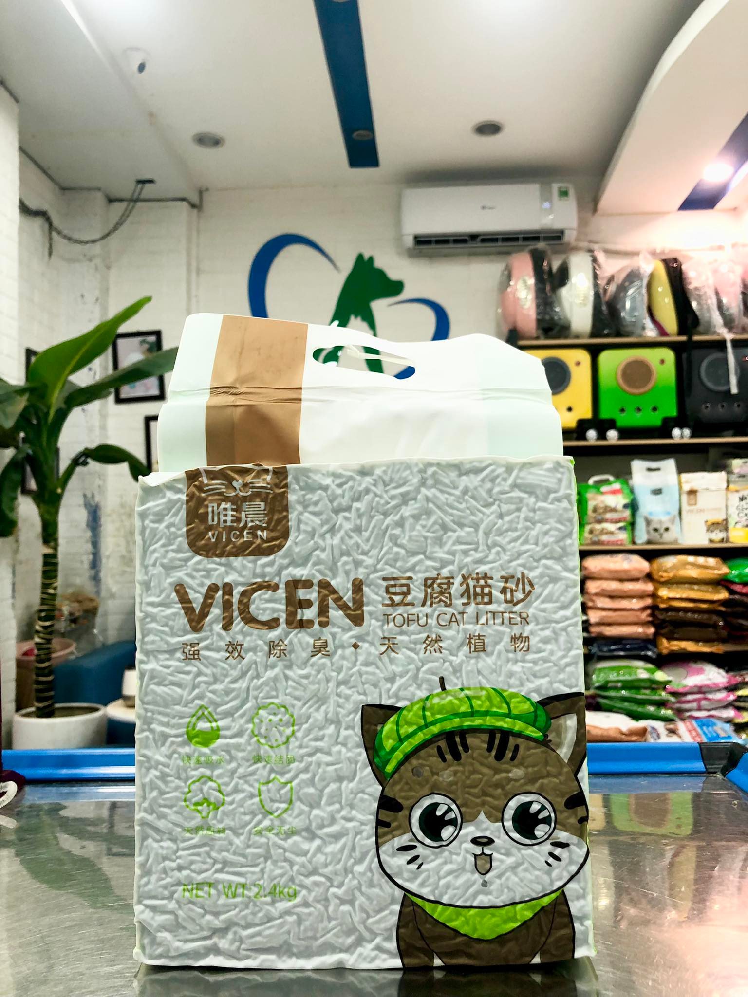 Cát đậu phụ dành cho mèo VICEN TOFU(Túi 2.4kg)(Mùi ngẫu nhiên)