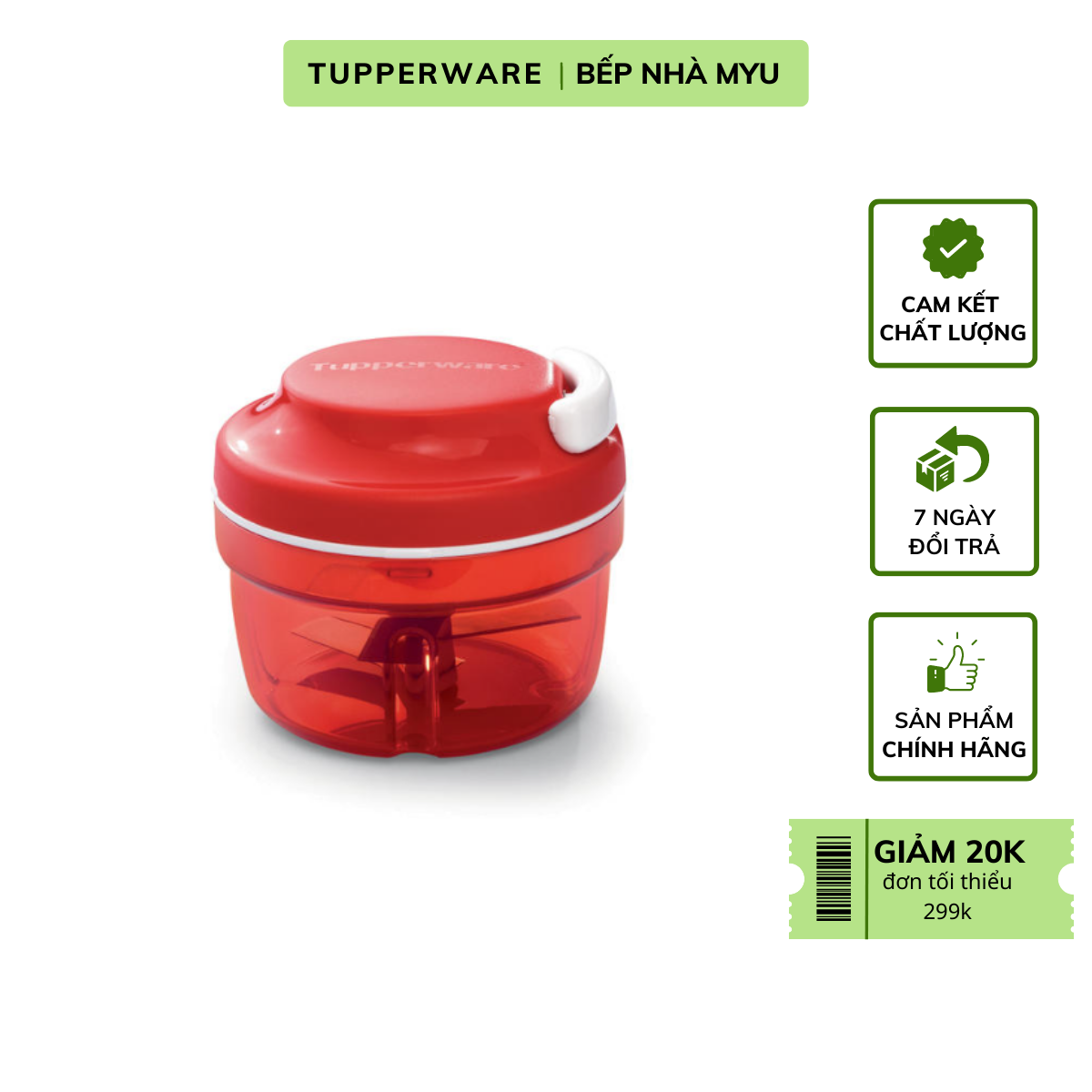 Dụng Cụ Xay Thực Phẩm Tupperware Turbo Chopper - Hàng Chính Hãng