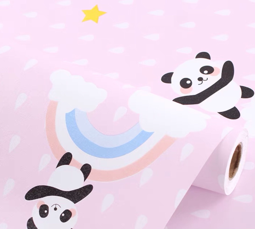 Combo 10 mét giấy dán tường, decal dán tường trang trí nhà cửa GẤU TRÚC HỒNG khổ 45cm