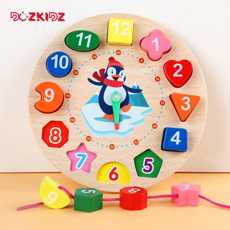 SET 9 MÓN - đồ chơi cảm quan, âm nhạc , vận động tinh bằng gỗ cho bé 0-2 tuổi - DOZKIDZ