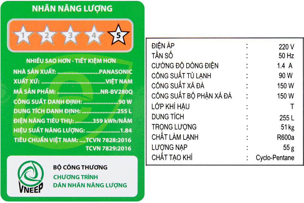 Tủ Lạnh 2 Cánh Panasonic 255 Lít NR-BV280QSVN ngăn đá dưới - Ngăn đông mềm siêu tốc - Hàng chính hãng