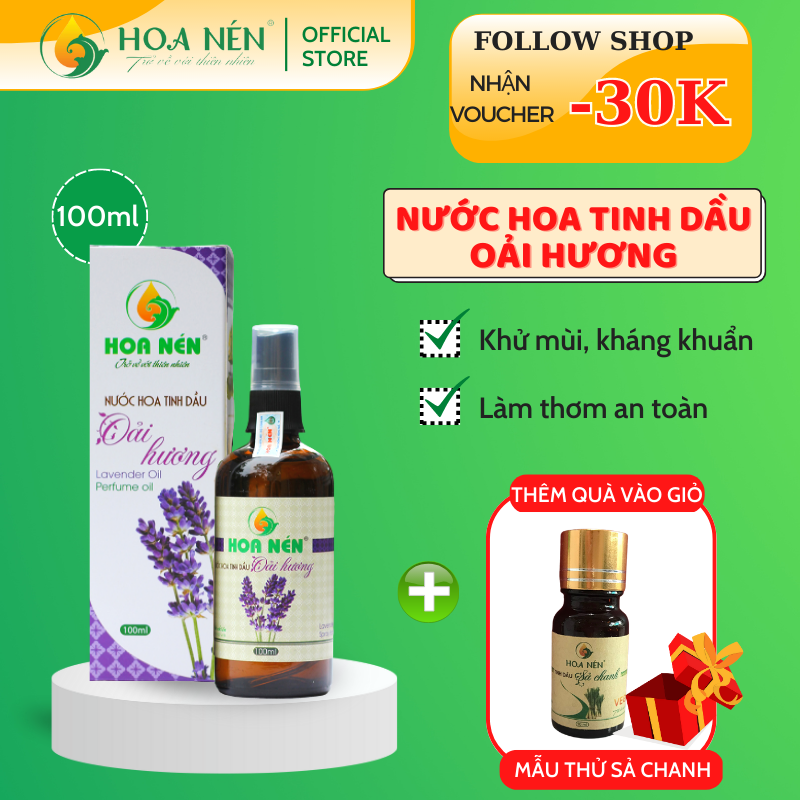 Chai Xịt nước hoa Tinh dầu Oải hương 100ml - Hoa Nén - Làm thơm phòng, đuổi muỗi, giảm stress