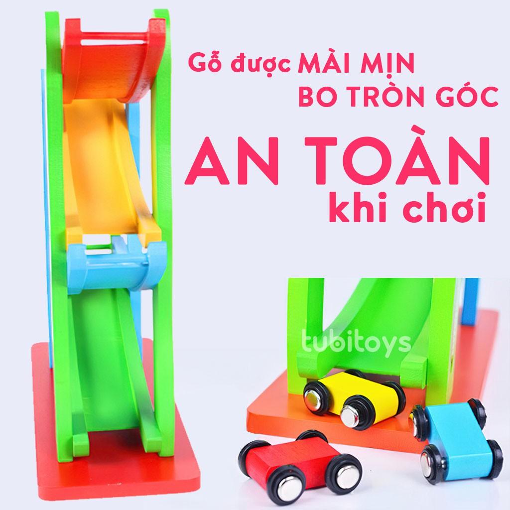 Đồ chơi cho bé giải trí cực vui  Xe cầu trượt 4 tầng bằng gỗ cao cấp