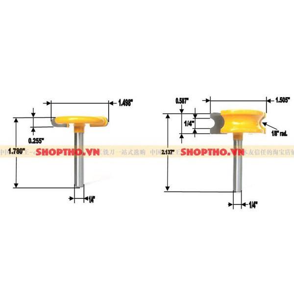 Bộ 2 mũi phay ghép cung tròn - Colet 6.35mm