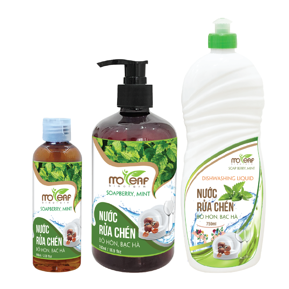 Nước Rửa Chén Sinh Học Moleaf Tinh dầu Bạc Hà - Lên Men Tự Nhiên Từ Dứa Và Bồ Hòn An Toàn Cho Da Tay Và Diệt Khuẩn