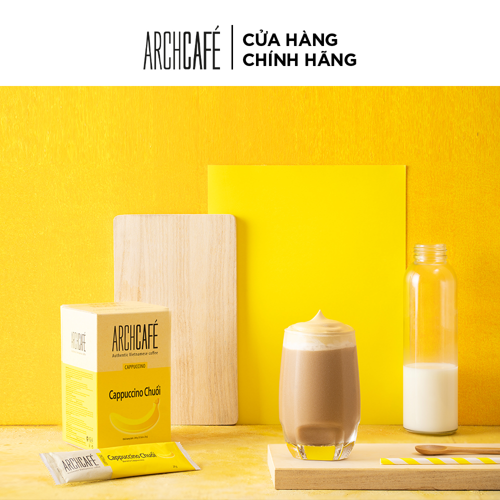 Cà phê Cappuccino Chuối - Cafe hoà tan Archcafé (hộp 12 gói x 20g)