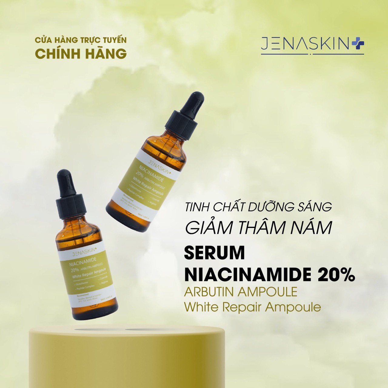 Tinh chất dưỡng Trắng Jenaskin Niacinamide 20%, Serum dưỡng sáng da, trắng da, giảm thâm nám 50ml