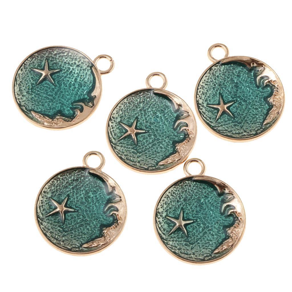 Handmade Moon Star Pendant Necklace Earrings Accessories Green