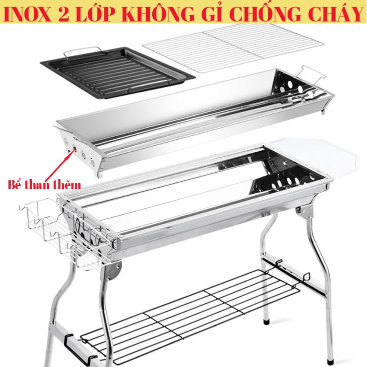 BẾP NƯỚNG THAN INOX 2 LỚP GẤP GỌN DU LỊCH DÃ NGOẠI MẪU CH3 VIP