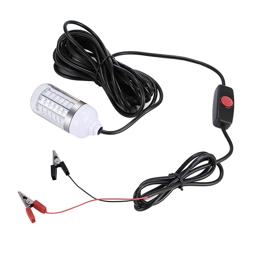 2x 12V 108 LEDs Submersible Fishing Light Underwater Fish Finder Lamp with 5m Cord And Battery Clip Fishing Light Boat Attract Fishes