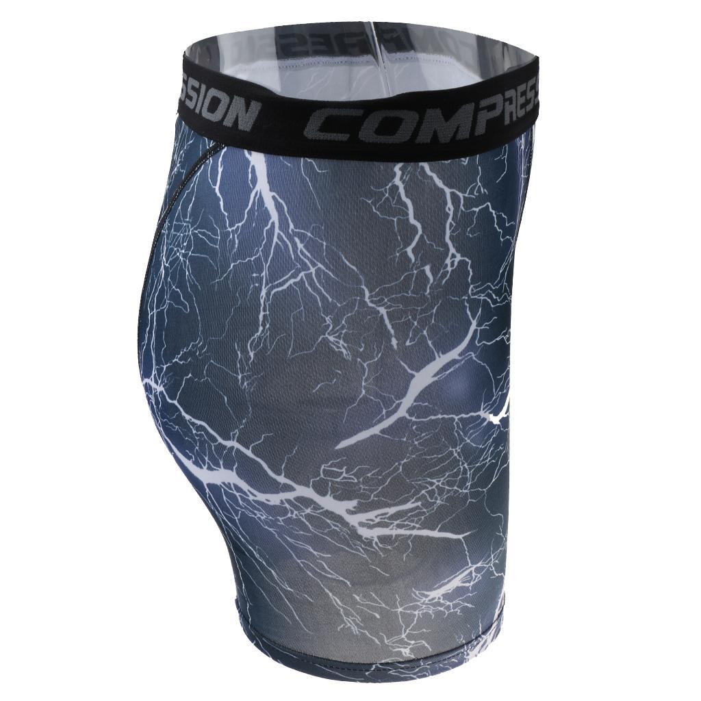 Mens High Elastic Printed Compression Shorts Fitness Sports Tights 1 XXL