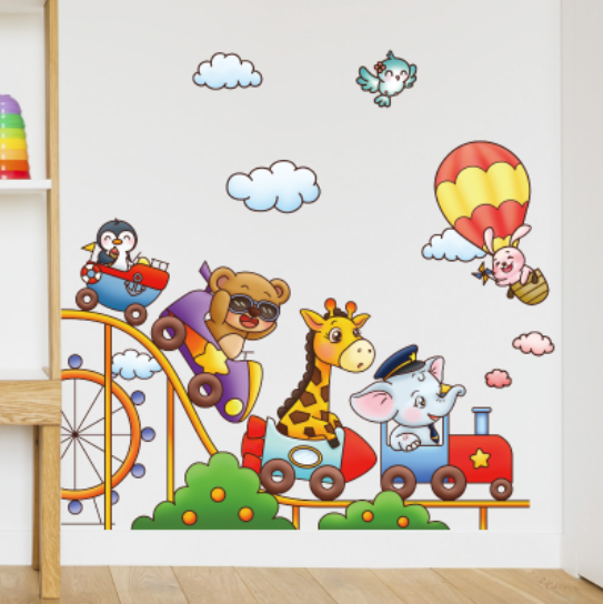 Decal trang trí tường - Đoàn tàu lửa thú cưng