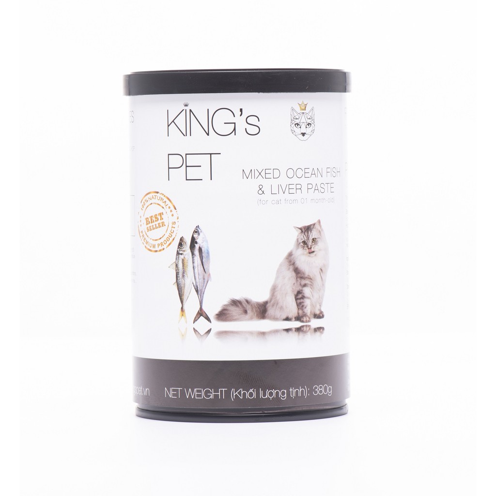 PATE HỖN HỢP CÁ KING’S PET LON 380G THỨC ĂN CHO CHÓ MÈO