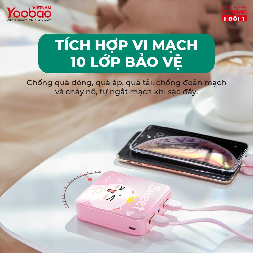 SẠC DỰ PHÒNG 10000mAh YOOBAO YB-6024 - Kèm đèn LED - Sạc đồng thời 2 thiết bị - Hàng chính hãng