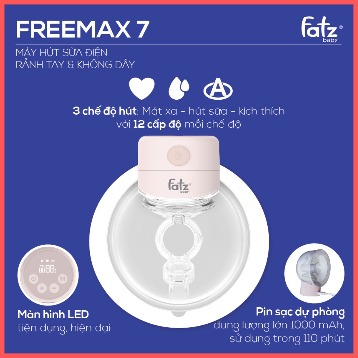 Máy hút sữa điện rảnh tay không dây hiện đại nhỏ gọn - Freemax 7 (1 chiếc)