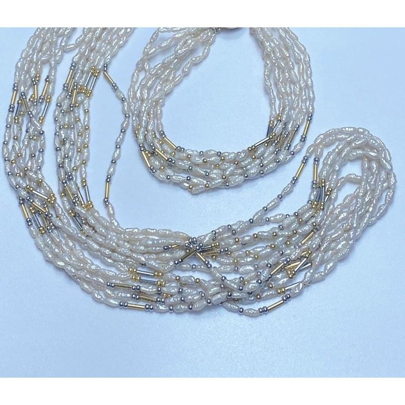 Chuỗi Đeo Cổ 5 Tầng Hạt Gạo Nhí 3 Ly Thanh Lịch - Trường Thịnh Ngọc Trai