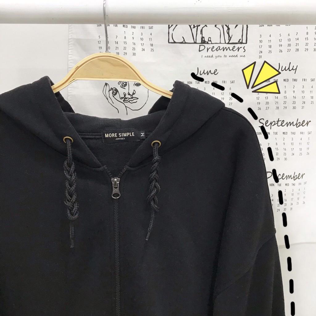Áo khoác trơn form rộng phối zip ulzzang