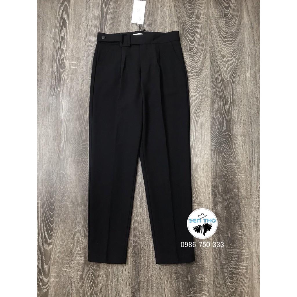 Quần Baggy Nữ Đai Vải Vuông ,Quần Công Sở Màu Đen Be Chất Vải Vitex Cao Cấp, Cạp Cao, Sang Trọng Thanh Lịch