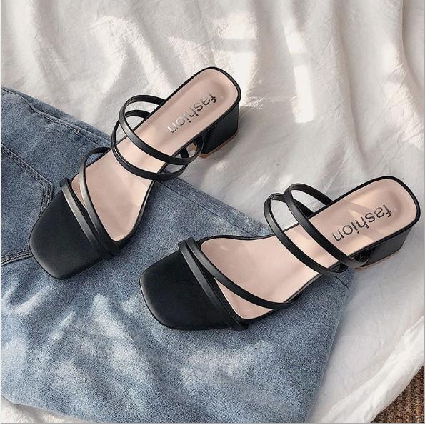 Dép cao gót sandal dây đế vuông 5cm G017