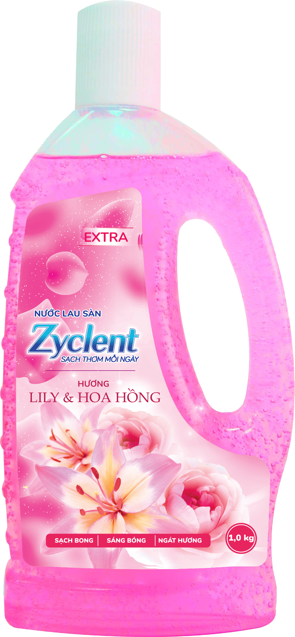 Thùng Nước Lau Sàn ZYCLENT EXTRA Hương Lily &amp; Hoa Hồng - (1KG x 12 CHAI)