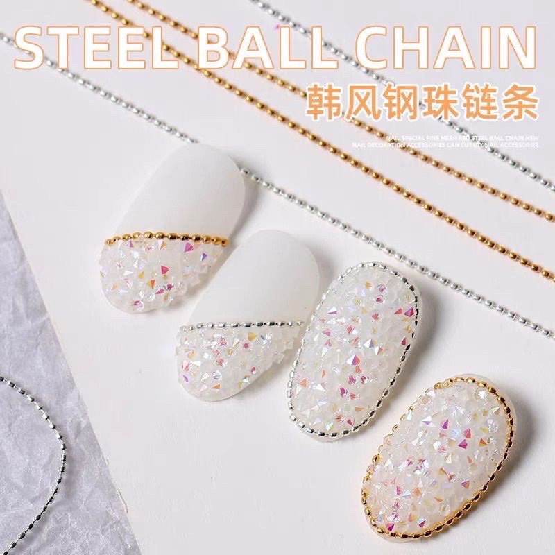 Dây bi dẹt đính móng , phụ kiện trang trí móng