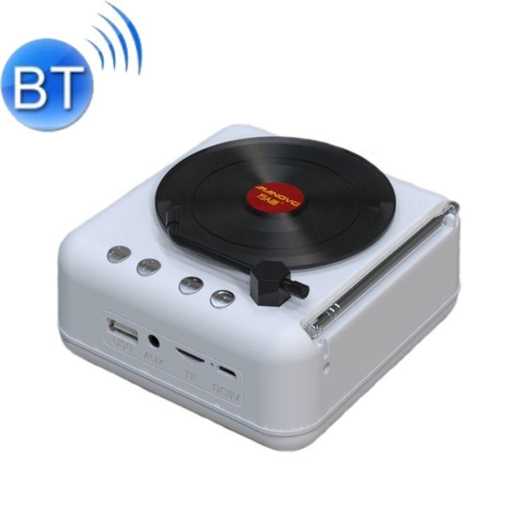 Không dây bluetooth retro radio vinyl ghi âm Bluetooth loa sáng tạo retro Audio Radio di động Màu sắc trang trí mini: màu trắng