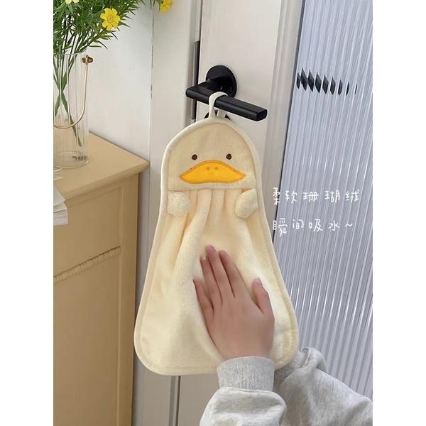 Khăn lau tay nhà bếp vải lông cừu có quai treo thêu hoạ tiết hình thú hoạt hình đáng yêu siêu mềm mại và thấm hút tốt