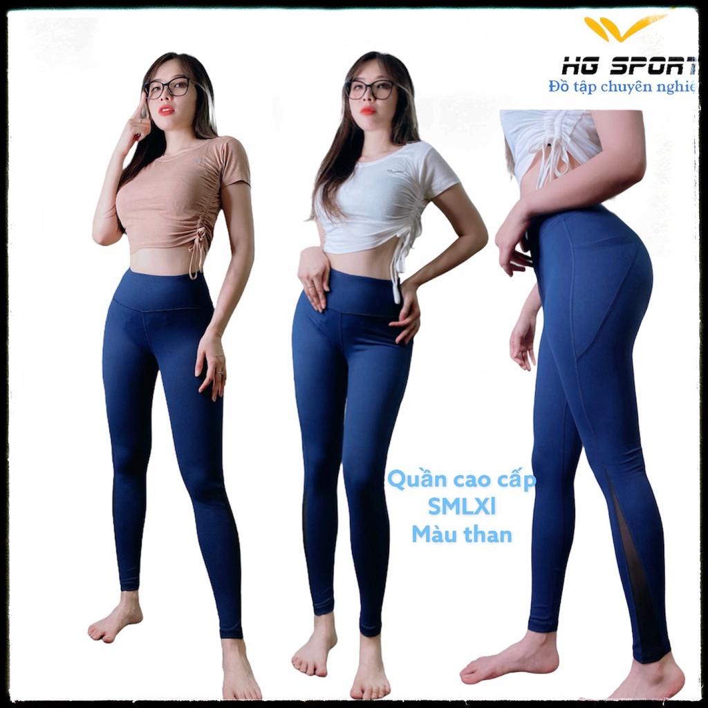 Quần Tập Gym, Yoga, Thể Thao Cao Cấp nữ quần dài lưng cao,phối lưới, túi cạnh Hg Sport QD508