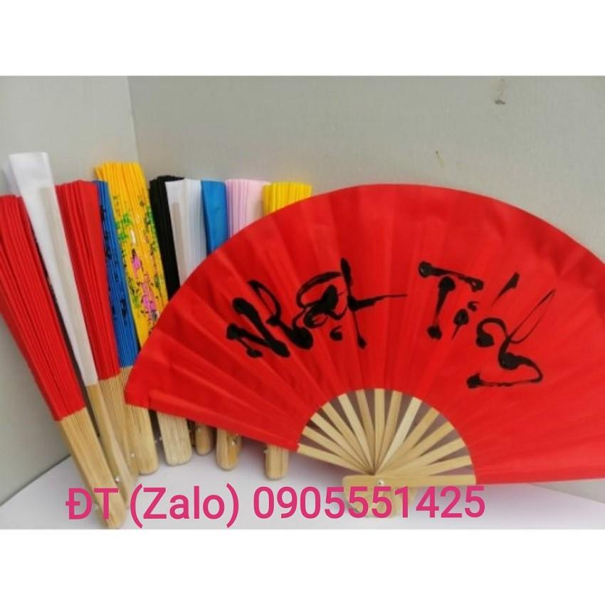 1 Quạt vải viết thư pháp theo yêu cầu, xòe rộng 50cm. quạt tranh trang trí