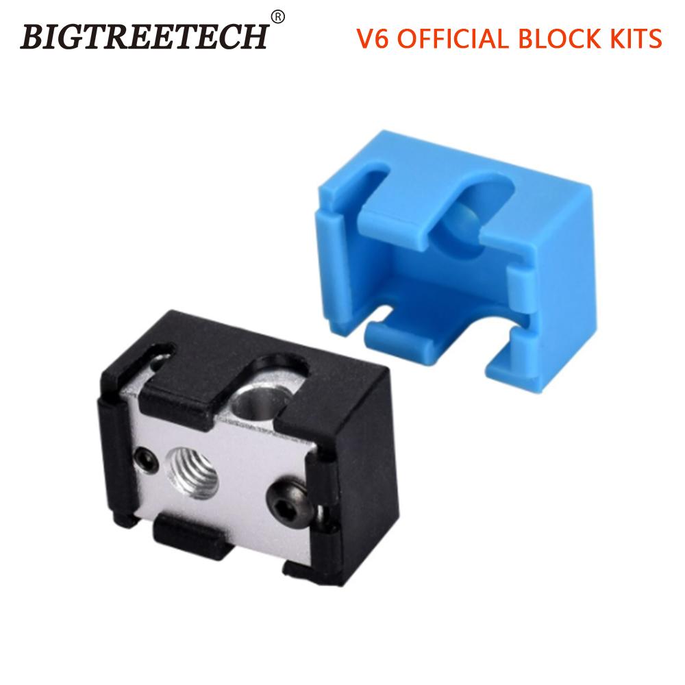 BigTreetech E3D V6 Block Block Block Aluminum với V6 Silicone Sock cho V6 Hotend PT100 Nhiệt điện tử J-Head 1.75/3.0mm Các bộ phận máy in 3D 3D