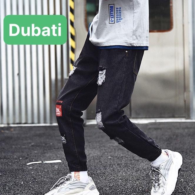 QUẦN JOGGER JEAN NAM CHẤT BÒ ĐEN ỐNG TÚM RỘNG DÀI PHONG CÁCH HÀN QUỐC- DB 1019- DUBATI FASHION