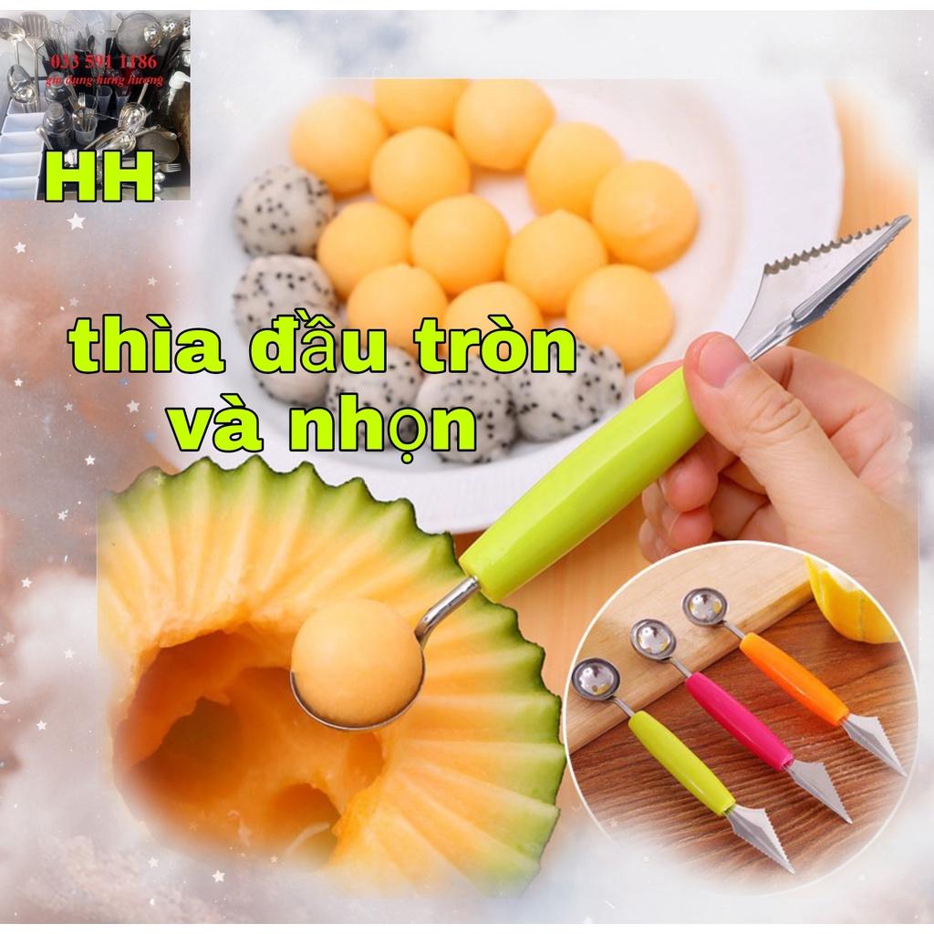 Thìa tỉa hoa quả, múc hoa quả 2 đầu tròn