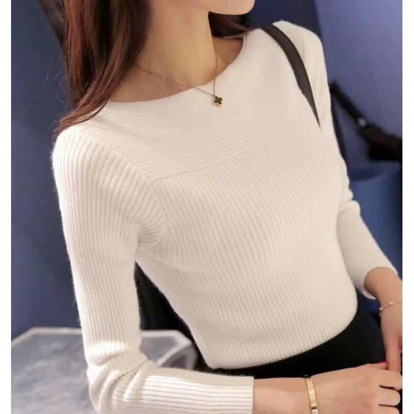 Áo len nữ dài tay cổ thuyền