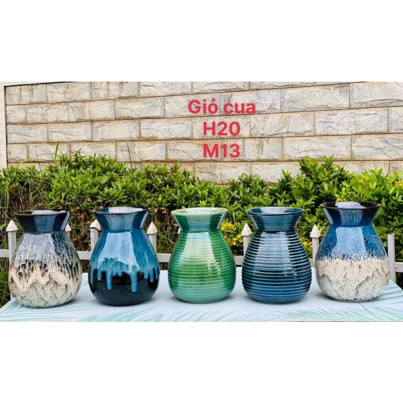 Bình cắm hoa dáng giỏ cua, men hỏa biến.