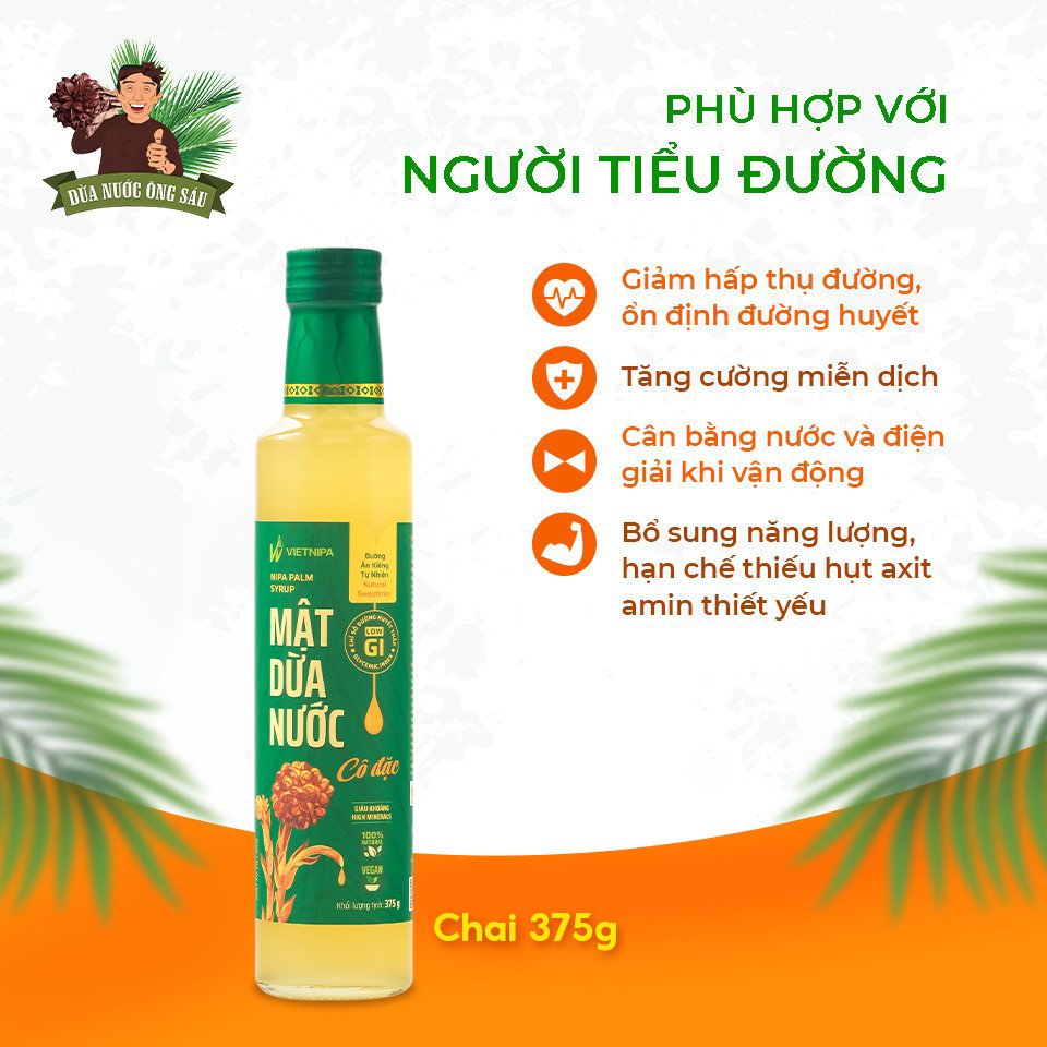 Mật Dừa Nước Cô Đặc Tự Nhiên 25g/375g - Mật Dừa Nước Ông Sáu - Vietnipa - Đặc sản Cần Giờ